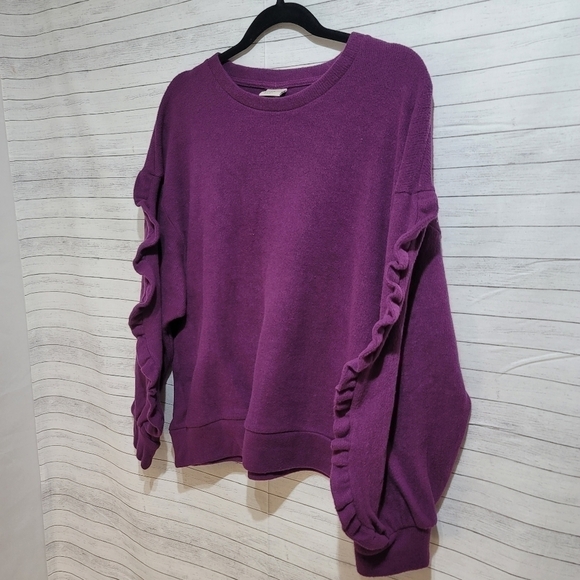 A NEW DAY RUFFLE SLEEVE PURPLE SWEATER, SZ XXL - Picture 3 of 9